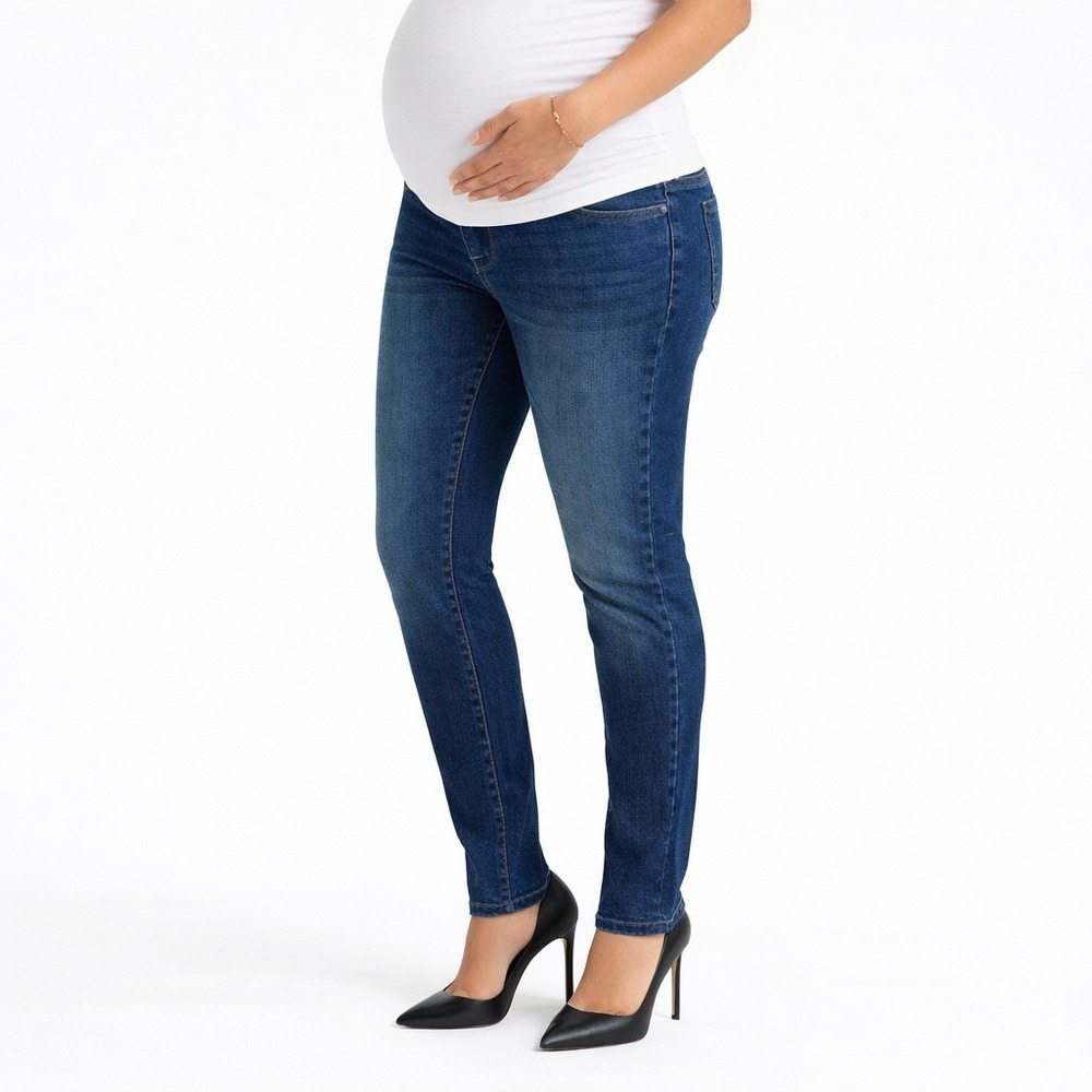 Isabel Maternity Skinny Full Panel Jeans Dark Wash Stretch Denim Size 2/26R